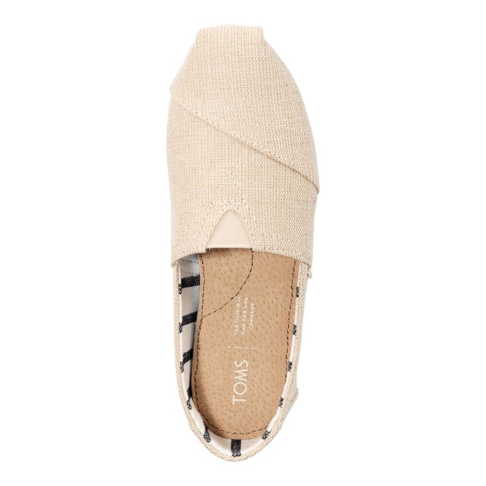 NWT TOMS Womens Beige Elastic Gore Logo Slip On Flats 6.5 - Picture 3 of 5